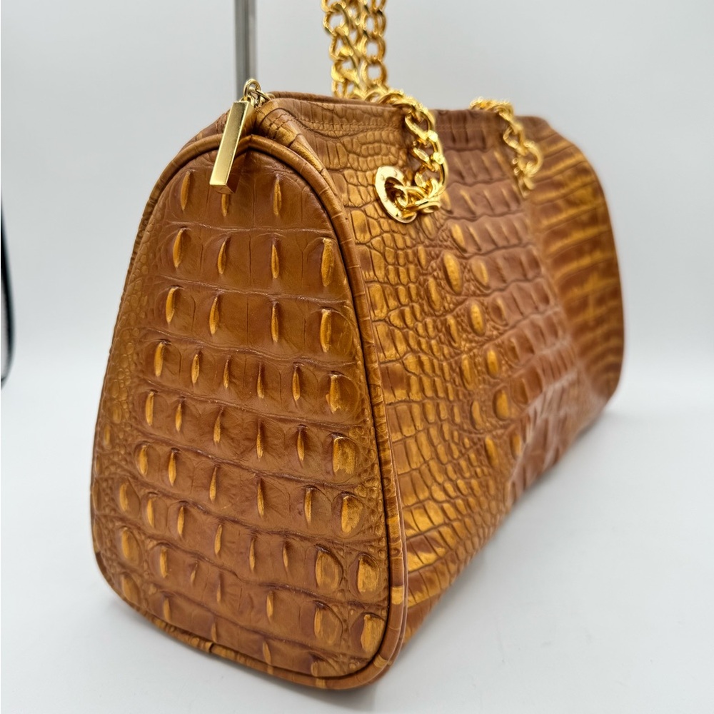 The Find Leather Croco Handbag gold dust with gold chain handles 11x7.5x4